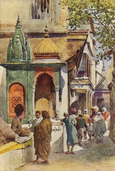 ベナレスの路地にある角神社 作： Alexander Henry Hallam Murray