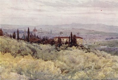 サンドメニコのオリーブ園からのフィレンツェ（カラーリソ） 作： Alexander Henry Hallam Murray