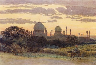 イブラヒムローザ、ビジャプールの後ろに沈む夕日 作： Alexander Henry Hallam Murray