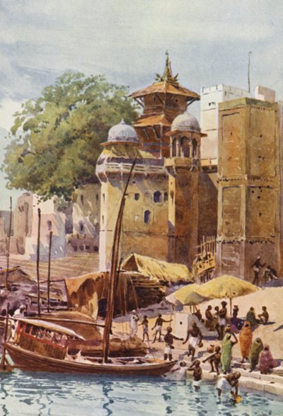 The Bathing Ghats, Benares (カラーリトグラフ) 作： Alexander Henry Hallam Murray