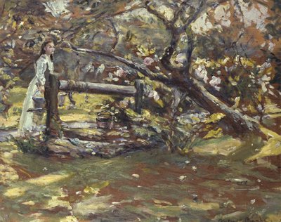 庭で、1900年頃 作： Alexander Ignatius Roche