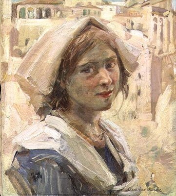 イタリアの農民の少女（油彩・キャンバス） 作： Alexander Ignatius Roche