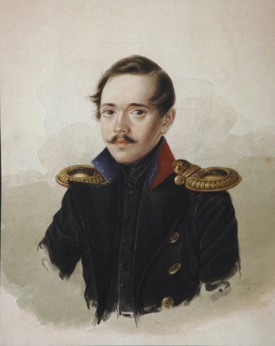 詩人ミハイル・レールモントフの肖像1814-1841、1839 作： Alexander Ivanovich Klünder