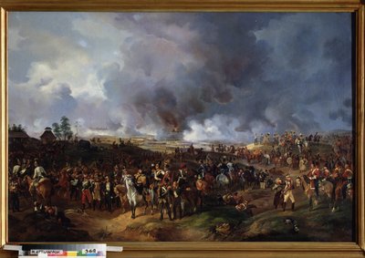 1813 年 10 月、ライプツィヒ (ドイツ) での諸国民の戦い (またはライプツィヒの戦い、ナポレオン戦争のエピソード、ドイツのキャンペーン中 (1813 年)。アレクサンドル・イワノビッチ・ザウアーヴァイト (1783-1844) による絵画、キャンバスに油彩 作： Alexander Ivanovich Sauerweid