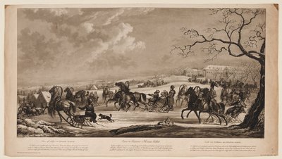 Krasny Kabachok Little Red Tavernでのそりのレース、1814年 作： Alexander Ivanovich Sauerweid