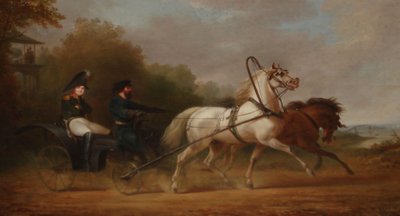 ドロシキを運転する皇帝アレクサンドル1世（油彩・キャンバス 作： Alexander Ivanovich Sauerweid