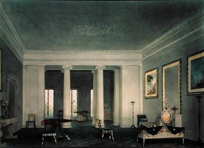 ギリシャ復興期のダブル・パーラー、1845年頃（紙に水彩） 作： Alexander Jackson Davis