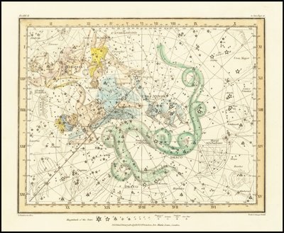 1822 - アレクサンダー・ジェイミソン - 小熊座 - カシオペア座、ドラコ座、ケフェウス座も見える 作： Alexander Jamieson