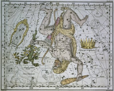 ヘラクレス、「A Celestial Atlas」、パブ。 1822年 作： Alexander Jamieson
