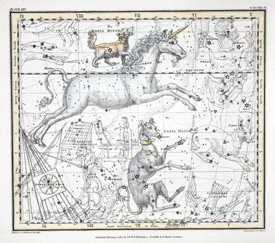 星座（プレートXXV） 大犬座、小犬座、一角獣、アルゴ・ナビス、l