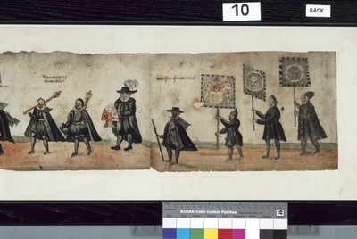 ハントリー侯爵ジョージ1世の葬儀に使用されたとされる「The Huntly Funeral Procession」のディテール 作： Alexander Kincaid