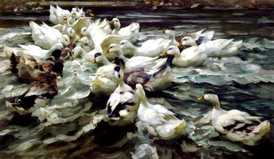 鴨の集い（油彩・キャンバス 作： Alexander Koester