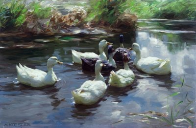 A. Koester、池のそばのアヒル 作： Alexander Köster