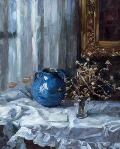 A.Koester、青い花瓶のある静物 作： Alexander Köster
