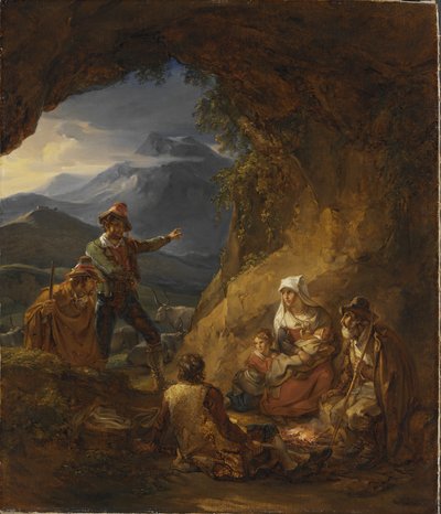羊飼いの住居に入る盗賊、1823 作： Alexander Lauréus