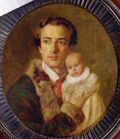 1840年の息子とのアレキサンダーヘルツェンの肖像 作： Alexander Lavrentievich Vitberg