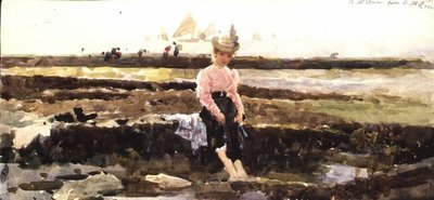 パドリングする少女（水彩） 作： Alexander M. Rossi