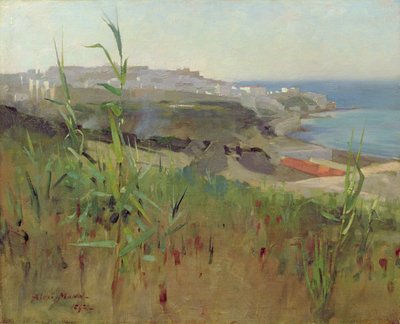 砂丘からのタンジール、1892 作： Alexander Mann