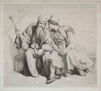 司祭と会話する若いギリシャ人男性 作： Alexander Munro