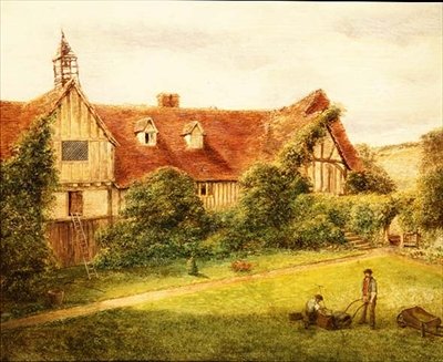 厩舎を背にした庭師たち（油彩・キャンバス） 作： Alexander Nasmyth