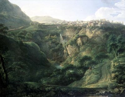 ハドリアヌスの別荘とヴェスタ神殿」（油彩・キャンバス 作： Alexander Nasmyth