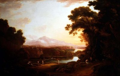 イタリア風風景画「農民の踊り」（油彩・キャンバス 作： Alexander Nasmyth