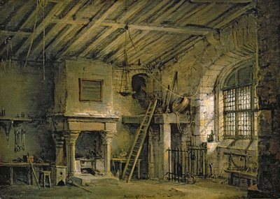 トールブース、「ミドロージャンの心臓」の舞台美術、1819年頃（キャンバスに油彩） 作： Alexander Nasmyth