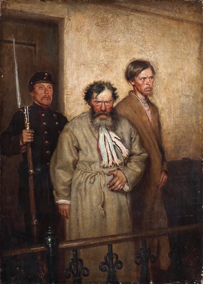法廷で、1877 作： Alexander Nikanorovich Novoskoltsev