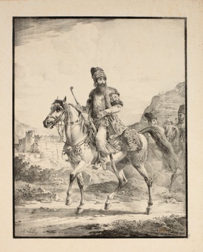 馬に乗ったペルシャ人、1820年 作： Alexander Orlowski