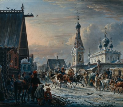 メールコーチのいる通り、1829年 作： Alexander Osipovich Orlowski