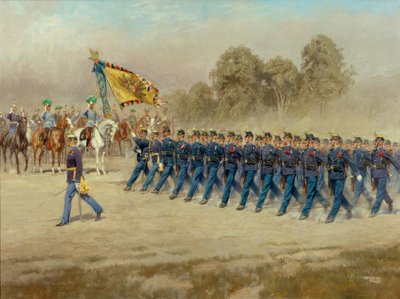 K.U.K.ドイツ歩兵第4連隊がオイゲン大公の前をパレード 作： Alexander Pock