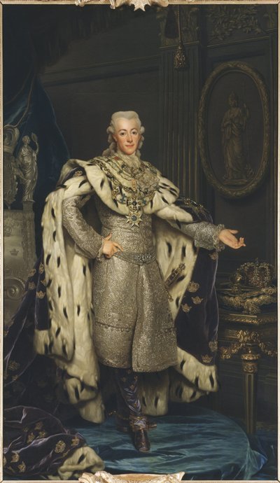 Gustave III de Suede - スウェーデン王グスタフ3世（1746-1792）の肖像、Roslin, Alexander（1718-1793）によるもの。油彩・キャンバス 作： Alexander Roslin