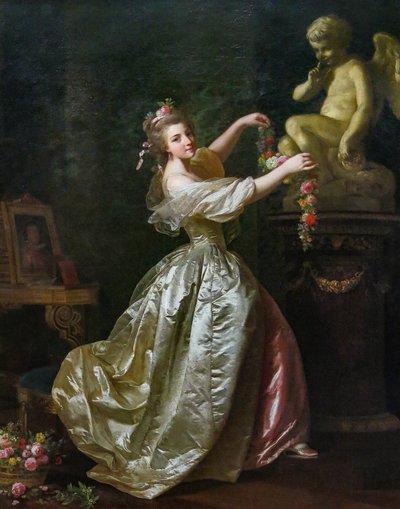愛の像を飾る若い女性 作： Alexander Roslin