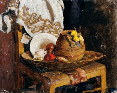 水差しと果物のある静物 作： Alexander Rothaug