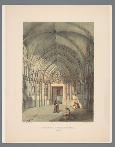 Bergportaal van Sint-Servaasbasiliek te Maastricht マエストリヒトの聖セルヴェ教会のポーチ (オブジェクトのタイトル) リンブルグの11世紀から13世紀までの建築の古代遺跡（シリーズタイトル） 作： Alexander Schaepkens
