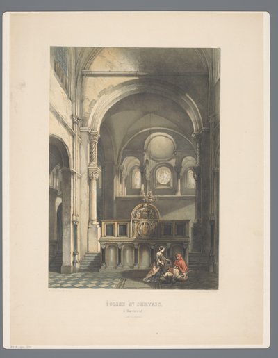 Sint-Servaasbasiliek te Maastricht のインテリア マエストリヒトの聖セルヴェ教会 (西側) (オブジェクトのタイトル) リンブルフの11世紀から13世紀までの建築の古代遺跡（シリーズタイトル） 作： Alexander Schaepkens