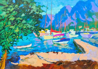 活気あふれる地中海の港 作： 