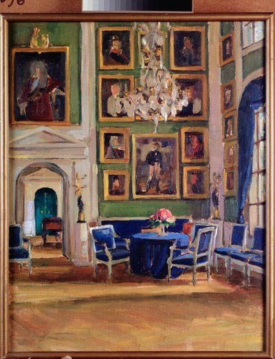 In a Reception Room (In a Reception Room) - Alexander Valentinovich Sredin (Sredine) (1872-1934) の作品、ボール紙に油彩 - ロシア美術、19 世紀後半から 20 世紀初頭、モダニズム - プーシキン記念博物館、サンクトペテルブルク 作： Alexander Sredin