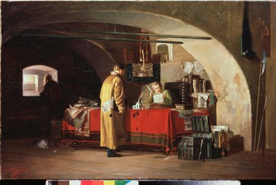 モスクワ公国の管理事務所 (モスクワの事務所) - アレクサンダー・ステパノビッチ・ヤノフ (1857-1918) による絵画、キャンバスに油彩 作： Alexander Stepanovich Yanov