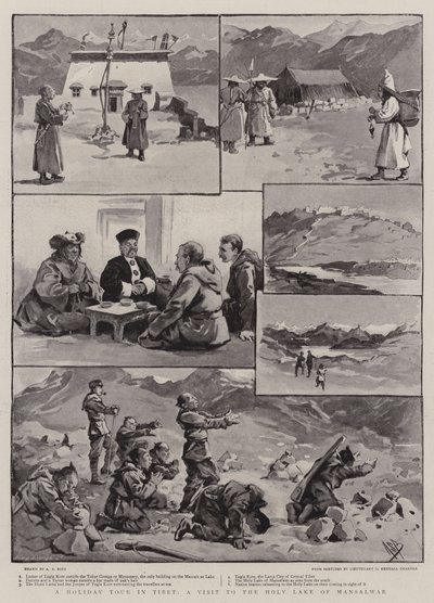 チベットの休日ツアー、マンサルワールの聖なる湖への訪問 作： Alexander Stuart Boyd
