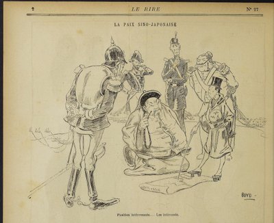 日中平和、興味深い立場。興味があります。出典：Le Rire、1895年5月11日、1895年 作： Alexander Stuart Boyd