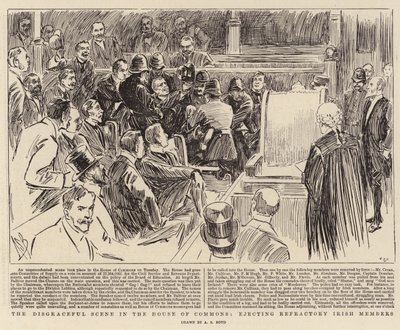 下院での不名誉なシーン、難治性のアイルランド人メンバーを追放 作： Alexander Stuart Boyd