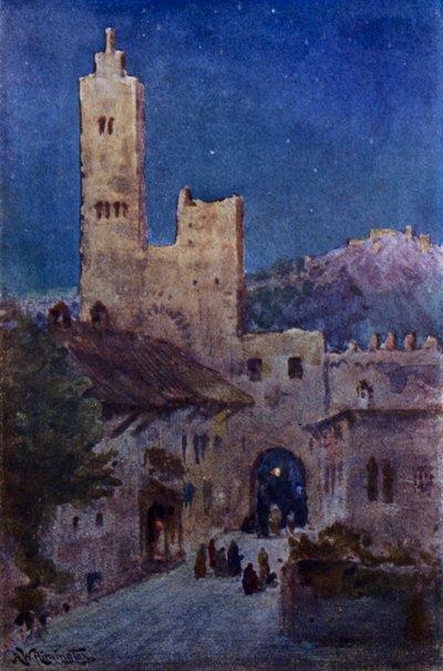 ラ・マンチャの町」（カラーリトグラフ 作： Alexander Wallace Rimington