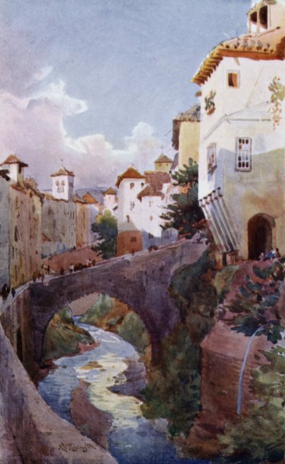 グラナダのアルバイシンにて（カラーリトグラフ 作： Alexander Wallace Rimington