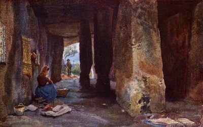 先史時代の洞窟、アンテケラ（カラーリトグラフ 作： Alexander Wallace Rimington