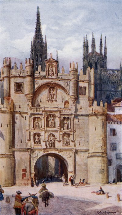 ブルゴス、プエルタ・スマリア（カラーリトグラフ 作： Alexander Wallace Rimington
