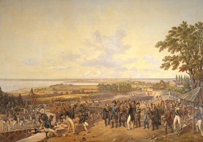 1819年、1856年にベルグの運河水門を訪れたスウェーデンのカール14世ヨハン（1763-1844） 作： Alexander Wetterling