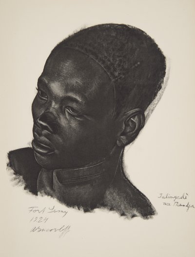 Ialingede、Mandjaの品種。 （フォートラミー）アフリカのデッサンと絵画から、シトロエンセンターアフリカ遠征中に実行された、2番目のミッションハートオードウィンデュブレイユ、パブ。パリ、1927年（カラー点灯 作： Alexander Yakovlev