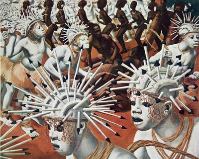 ラガンザ（バンビリ）は、アフリカのデッサンと絵画から、シトロエンセンターアフリカ遠征中に実行された、2番目のハートオードウィンデュブレイユミッション、パブ。パリ、1927 作： Alexander Yakovlev