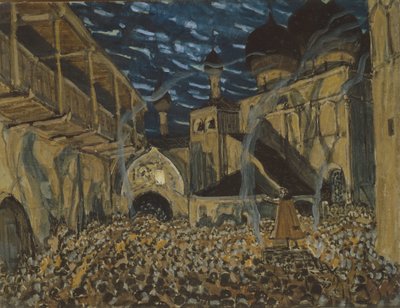 N.リムスキー=コルサコフによるオペラ「プスコフの乙女」の舞台デザイン、c。 作： Alexander Yakovlevich Golovin